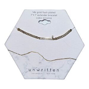 Unwritten Cubic Zirconia Initial Link Bracelet 14K Gold Plated "L" NWT